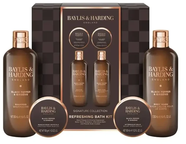 Baylis Harding Debenhams Men Juodas Pepper & Ginseng Men's Luxury Bath Kit Gift Set