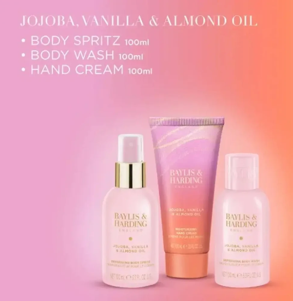 Baylis & Harding Jojoba, Vanilla & Almond Oil Wash Bag Giftset in Clear