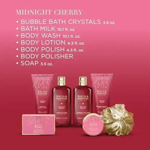 Baylis & Harding Midnight Cherry Luxury Pamper Gift Set in Clear