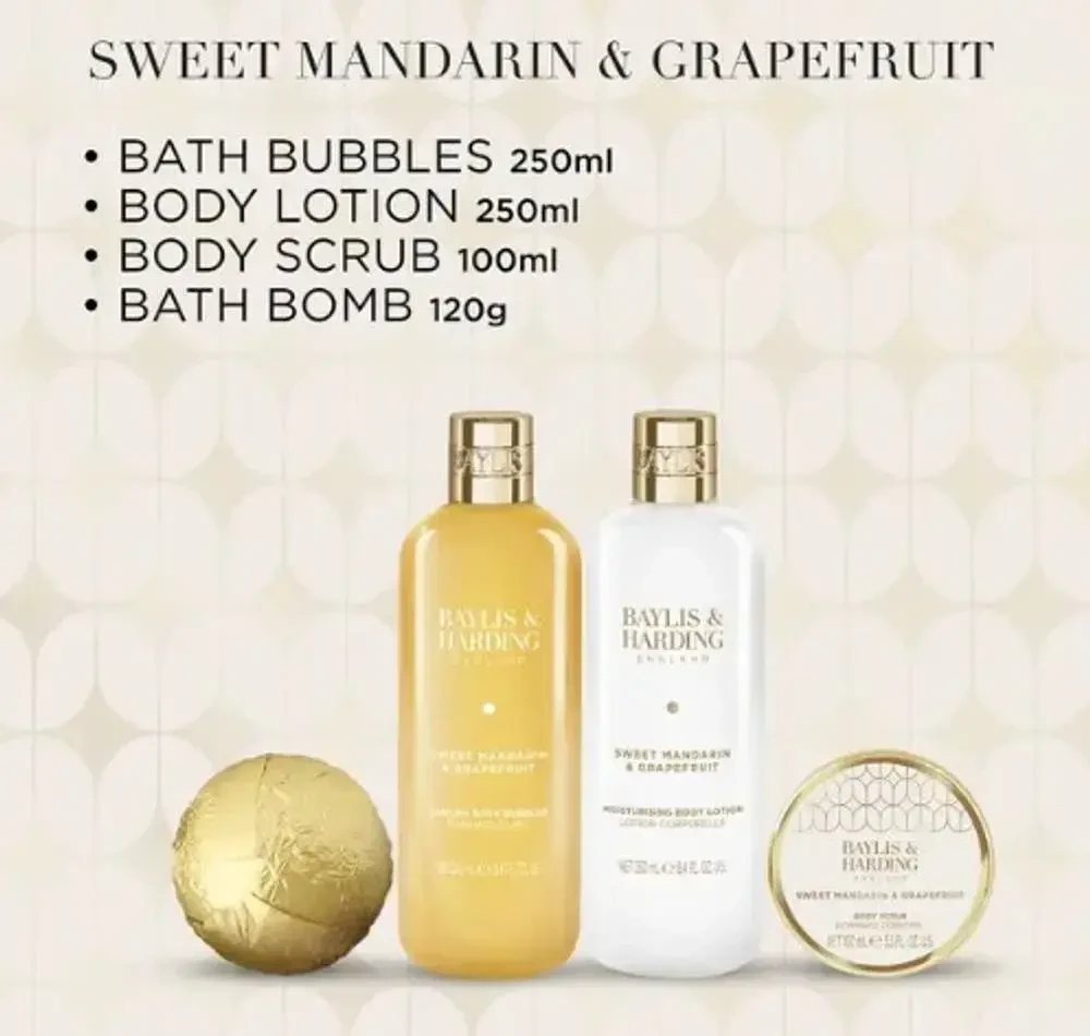 Baylis & Harding Sweet Mandarin & Grapefruit Indulgent Bathing Gift Set in Clear