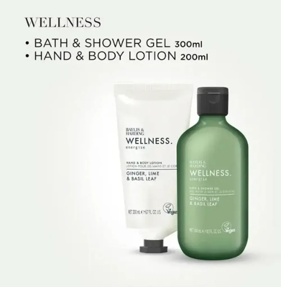 Basil Baylis & Harding Wellness Body Care Duo dovanų rinkinys permatomoje dėžutėje