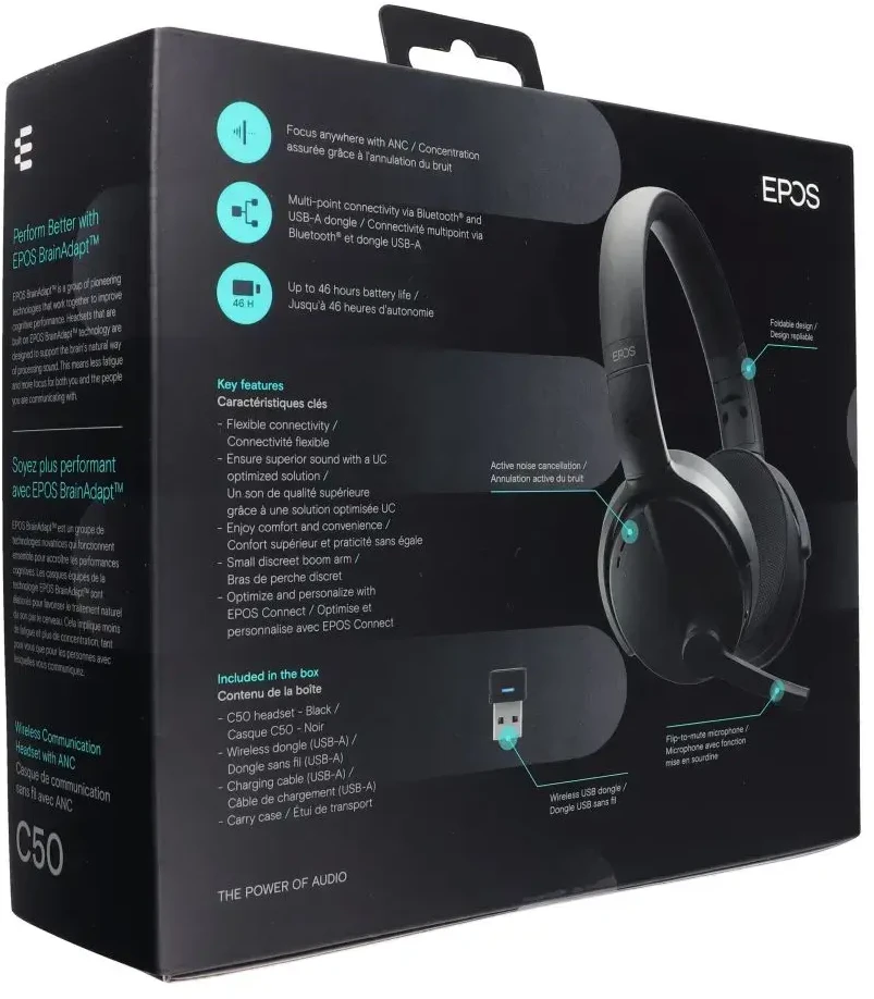Belaidės ausinės Sennheiser Epos C50 juodas