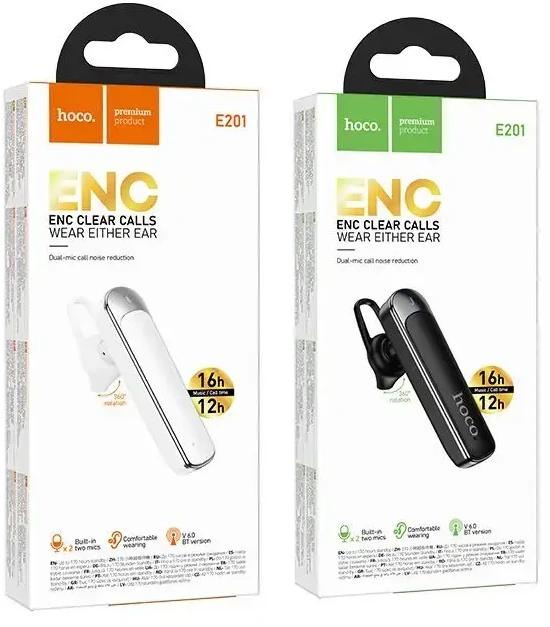 Belaidės mono ausinės (ENC, BT 6.0, 130mah) Hoco E201 juodas
