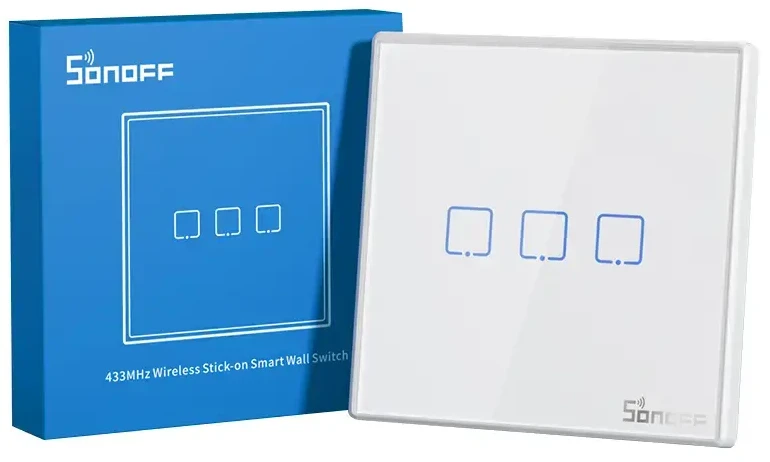 Sonoff belaidis 433MHz išmanusis sieninis jungiklis T2EU3C-RF (3 kanalų)