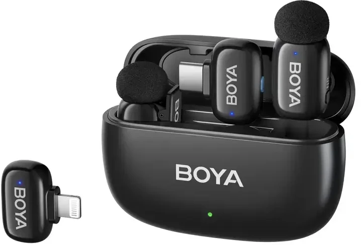 Mikrofony BOYA mini 2-01 belaidės 2.4GHz USB-C - juoda