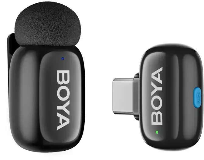 Mikrofony BOYA mini 2-01 belaidės 2.4GHz USB-C - juoda