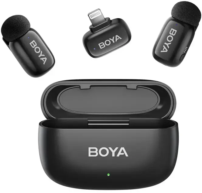 Mikrofony BOYA mini 2-01 belaidės 2.4GHz USB-C - juoda