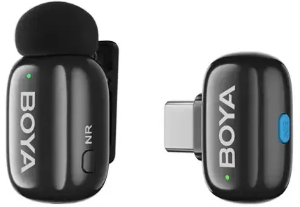 Mikrofony BOYA mini 2-01 belaidės 2.4GHz USB-C - juoda
