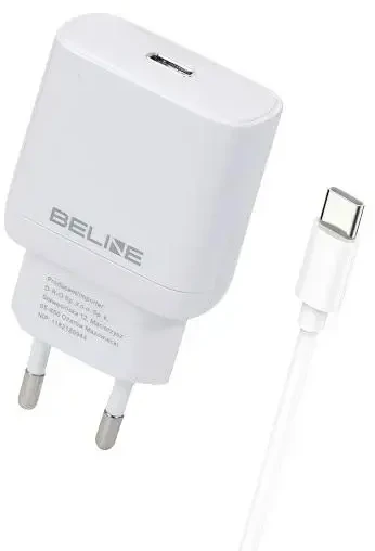 Beline Charger 1x USB-C 30W + cableUSB-C baltos spalvos /baltos spalvos PD 3.0 BLNCW30C GaN