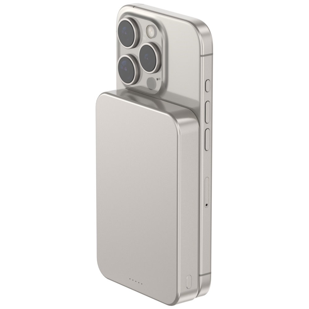 Beline Mini Powerbank Cellline MagSafe 10000mAh Qi2 15W CL-MBP-03 pilkos spalvos Magnetinė belaidė mini Powerbank