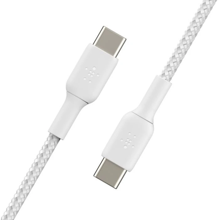 BELKIN BRAIDED USB-C TO USB-C CABLE,1M, Baltas