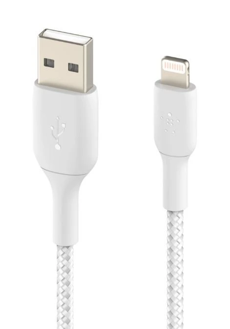 USB kabelis Belkin Boost Charge Braided USB-A to Lightning 1.0m baltas