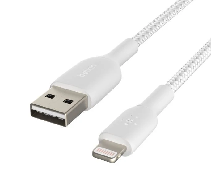 USB kabelis Belkin Boost Charge Braided USB-A to Lightning 1.0m baltas