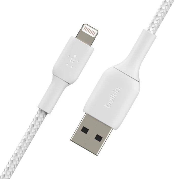 USB kabelis Belkin Boost Charge Braided USB-A to Lightning 1.0m baltas