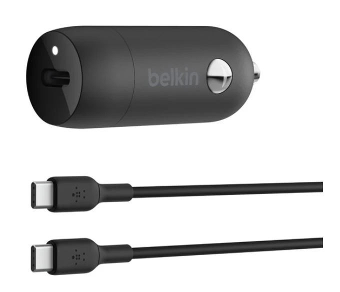 Belkin 30W USB-C, PD, PPS, juoda + kabelis USB-C