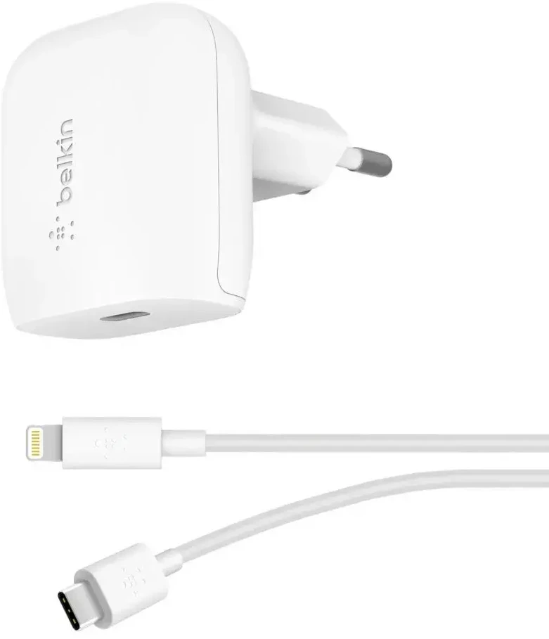 Belkin USB-C namų įkroviklis ir C-LTG kabelis, 18 W, 1,2 m, Baltas