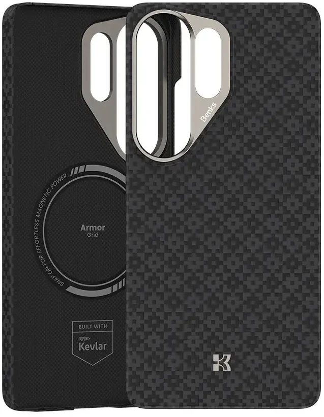 Benks Magnetic Armor Air Armor Grid Kevlar dėklas Metal Frame 600D (E050) skirtas Samsung Galaxy S26 Ultra juodas