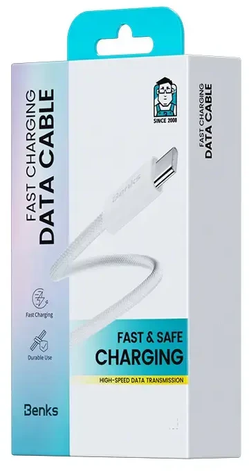 Benks kabelis D46 pintas – C tipo į „Lightning“ – PD 27W 3A, 2 metrai, baltas