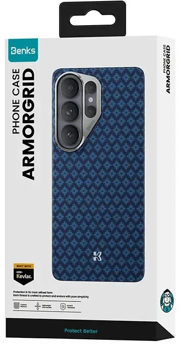 Benks dėklas Magnetic Armor Air Armor Grid Kevlar Metal Frame 600D (A050) skirtas Samsung Galaxy S26 Ultra mėlynos spalvos