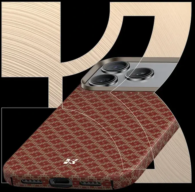 Benks dėklas Magnetic Armor Air Armor Grid Kevlar Metal Frame 600D (H070) skirtas Apple iPhone 17 Pro Max oranžinės spalvos
