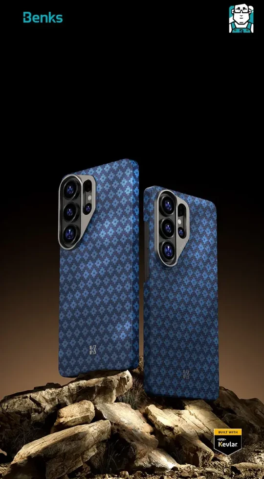 Benks dėklas Magnetic Armor Air Armor Grid Kevlar Metal Frame 600D (A050) skirtas Samsung Galaxy S26 Ultra mėlynos spalvos