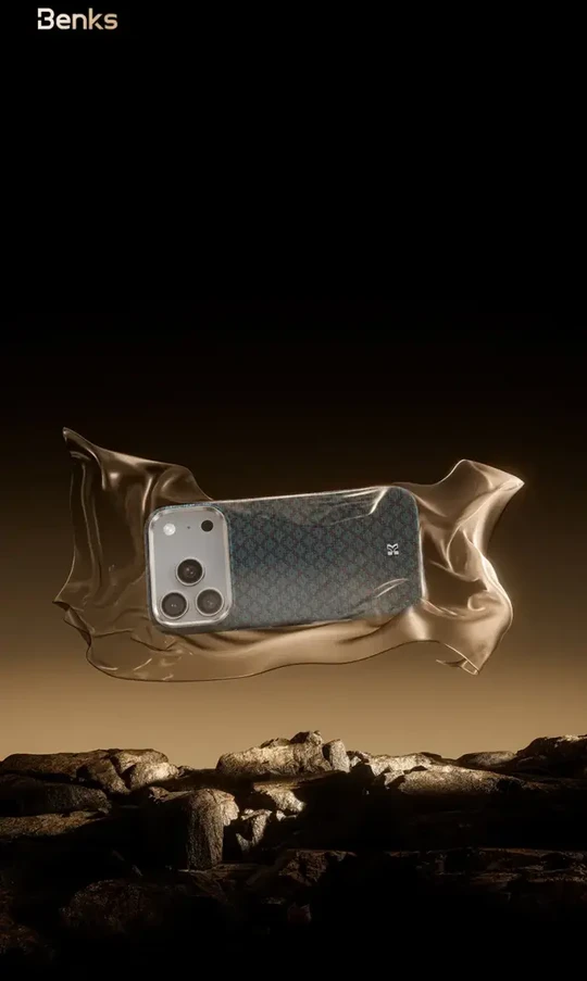 Benks Magnetic Armor Air Armor Grid Kevlar dėklas Metal Frame 600D (0069) skirtas iPhone 17 Pro oranžinis