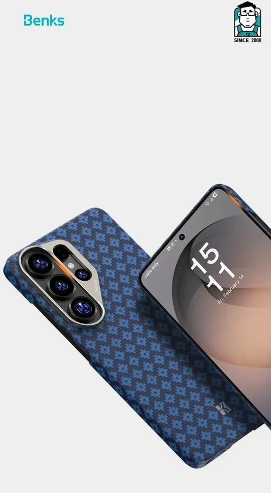 Benks dėklas Magnetic Armor Air Armor Grid Kevlar Metal Frame 600D (A050) skirtas Samsung Galaxy S26 Ultra mėlynos spalvos