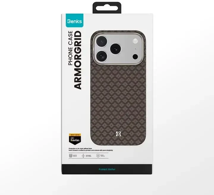 Benks Magnetic Armor Air Armor Grid Kevlar dėklas Metal Frame 600D (A067) skirtas Apple iPhone 17 auksinis