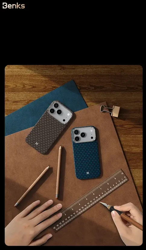 Benks Magnetic Armor Air Armor Grid Kevlar dėklas Metal Frame 600D (A069), skirtas Apple iPhone 17 Pro, auksinis