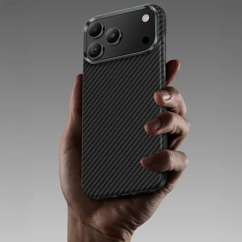 Benks Dėklas Magnetic Armor Air Kevlar Metal Frame 600D (0070) skirtas Apple iPhone 17 Pro Max juodos spalvos