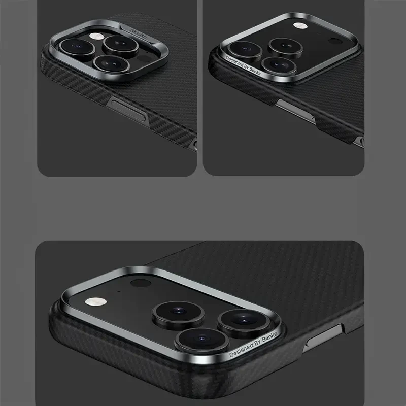 Benks Dėklas Magnetic Armor Air Kevlar Metal Frame 600D (0067) skirtas Apple iPhone 17 juodos spalvos