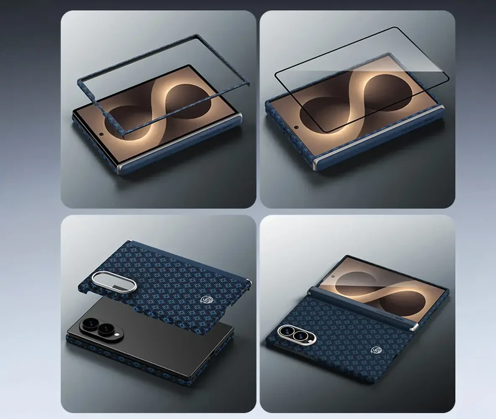 Benks Dėklas Magnetic Armor Grid Air Grand Combo (C.K.FL.SA.BE.S060) skirtas Samsung Galaxy Z Fold 8 mėlynos spalvos
