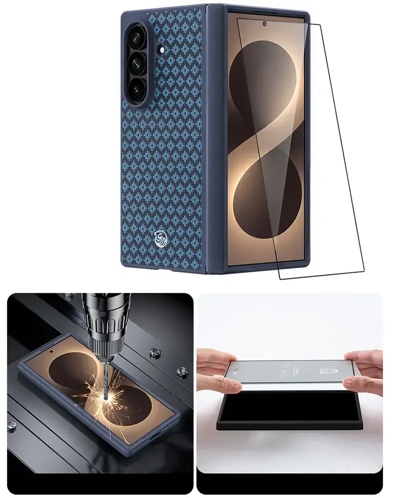 Benks Dėklas Magnetic Armor Grid Pro Grand Combo (C.K.FL.SA.BE.C051) skirtas Samsung Galaxy Z Fold 8 Ultra mėlynos spalvos