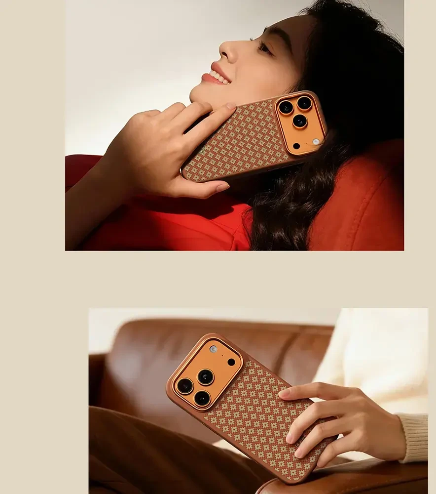 Benks Dėklas Magnetic Armor Pro Armor Grid Kevlar Metal Frame 600D (C.K.FL.AP.GD.F069) skirta Apple iPhone 17 Pro oranžinės spalvoa