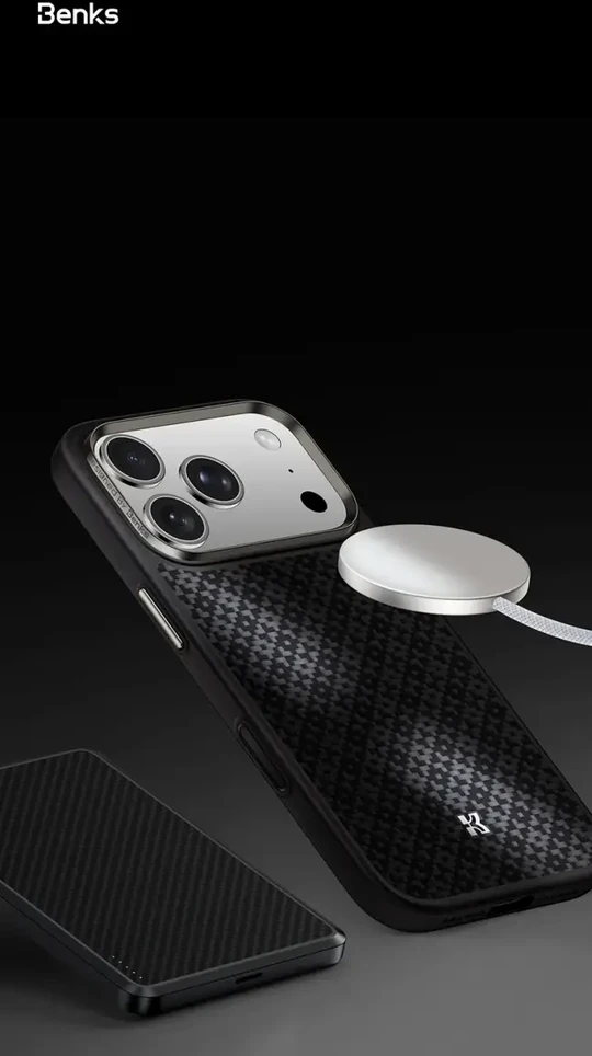 Benks Magnetic Armor Pro Armor Grid Kevlar dėklas Metal Frame 600D (Y069) skirtas Apple iPhone17 Pro juodas
