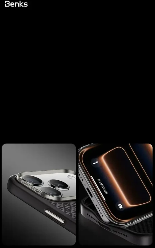 Benks Magnetic Armor Pro Armor Grid Kevlar dėklas Metal Frame 600D (Y069) skirtas Apple iPhone17 Pro juodas