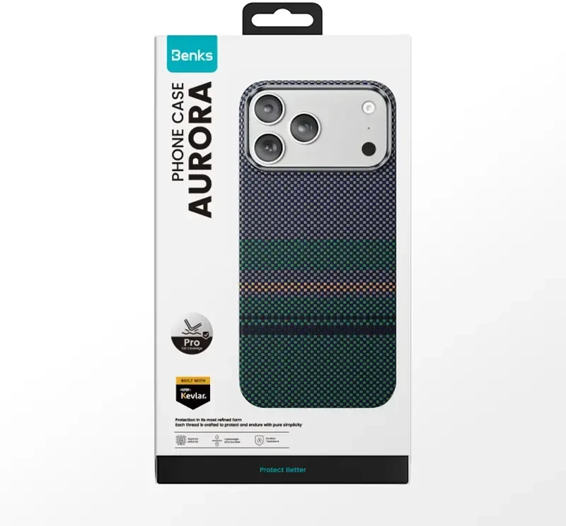 Benks Magnetic Armor Pro Aurora Kevlar 600D dėklas (C069), skirtas iPhone 17 Pro (Camera Control Button)
