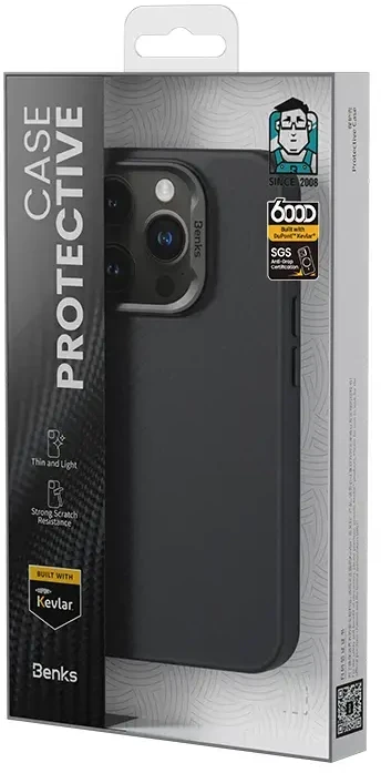 Benks Dėklas Magnetic Armor Pro Kevlar Metal Frame 600D (AD66), skirtas iPhone 16 Pro Max, juodos spalvos (Camera Control Button)