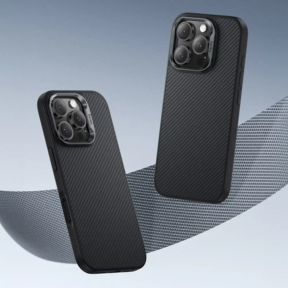 Benks Magnetic Armor Pro Kevlar dėklas Metal Frame 600D Apple iPhone 16 Plus juodos spalvos