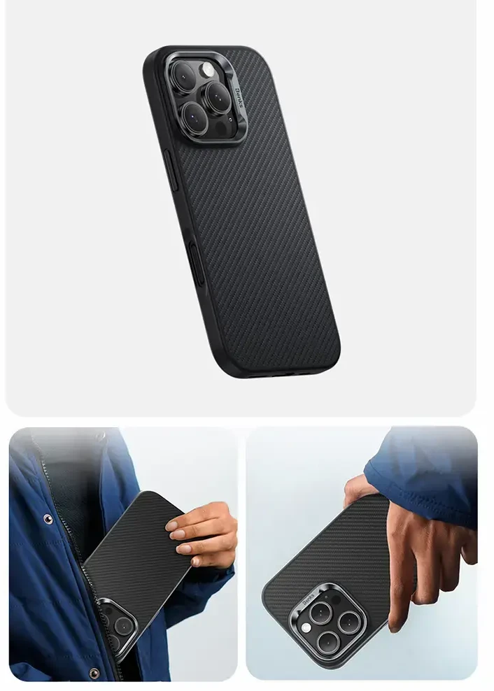Benks Magnetic Armor Pro Kevlar dėklas Metal Frame 600D Apple iPhone 16 Plus juodos spalvos