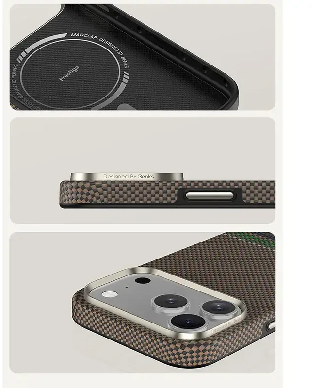 Benks Magnetic Armor Pro Prestige Kevlar 600D dėklas (Y069), skirtas iPhone 17 Pro (Camera Control Button)