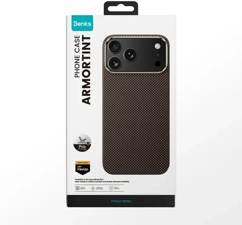 Benks Dėklas Magnetic Armor Tint Kevlar 1000D (0069) skirtas Apple iPhone 17 Pro aukso spalvos