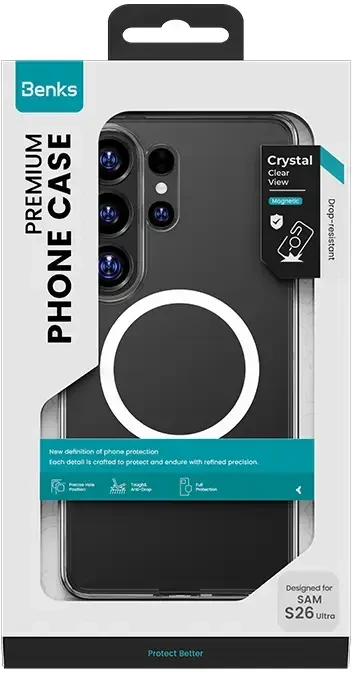 Benks Magnetic Crystal dėklas (A050) skirtas Samsung Galaxy S26 Ultra transparent