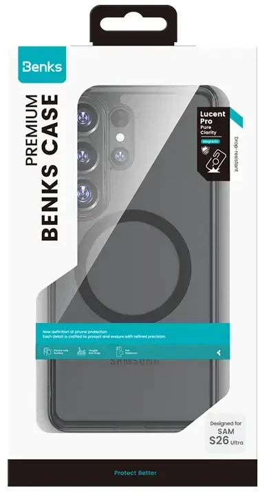 Benks Magnetic Crystal TPU Frame dėklas (0050) skirtas Samsung Galaxy S26 Ultra juodos spalvos