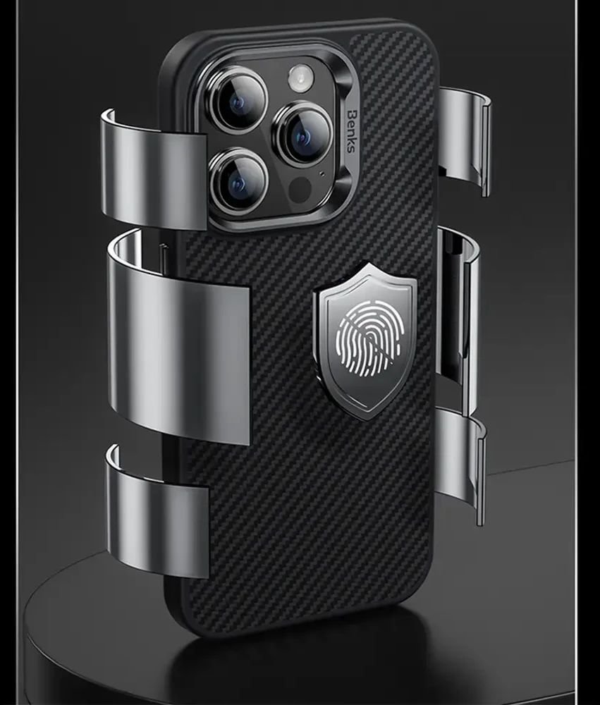 „Benks Magnetic Hybrid Armor Pro Kevlar“ telefono dėklas, skirtas „iPhone 15 Plus“, juodas