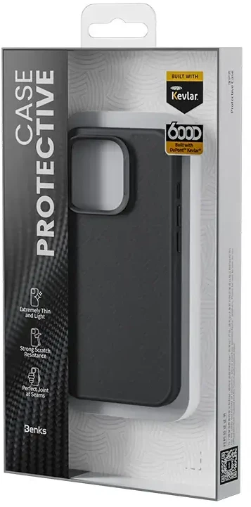 „Benks Magnetic Hybrid Armor Pro Kevlar“ telefono dėklas, skirtas „iPhone 15 Plus“, juodas