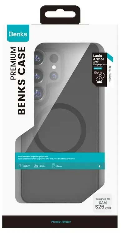 Benks Magnetic Lucid Armor dėklas (A050) skirtas Samsung Galaxy S26 Ultra juodos spalvos