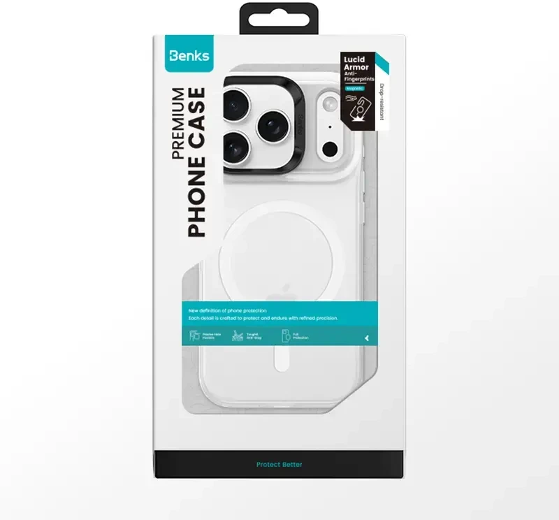 Benks Dėklas Magnetic Lucid Armor (0067) skirtas Apple iPhone 17 balta (Camera Control Button)