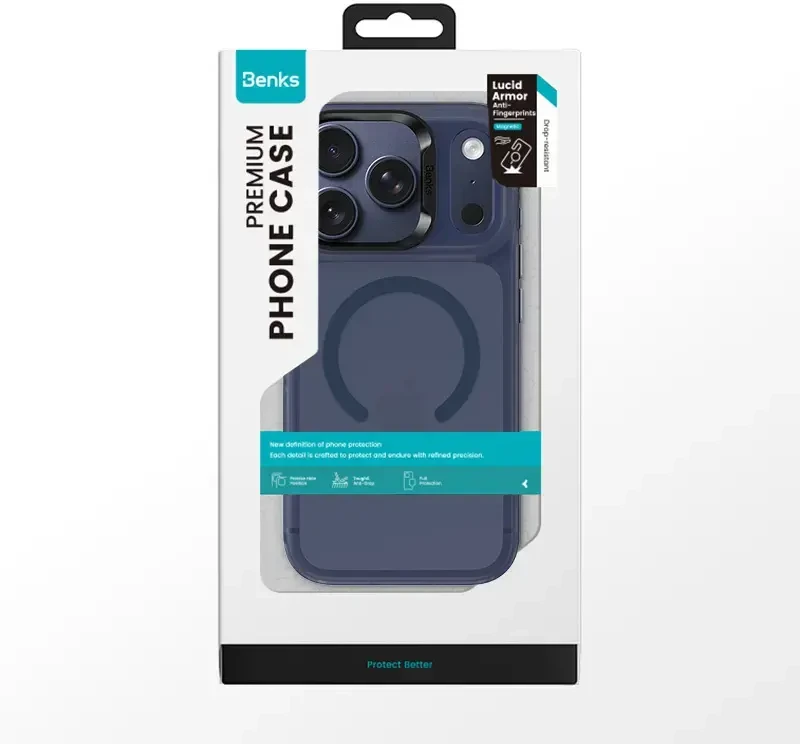Dėklas Benks Magnetic Lucid Armor Case (C070) skirtas iPhone 17 Pro Max mėlynos spalvos (Camera Control Button)