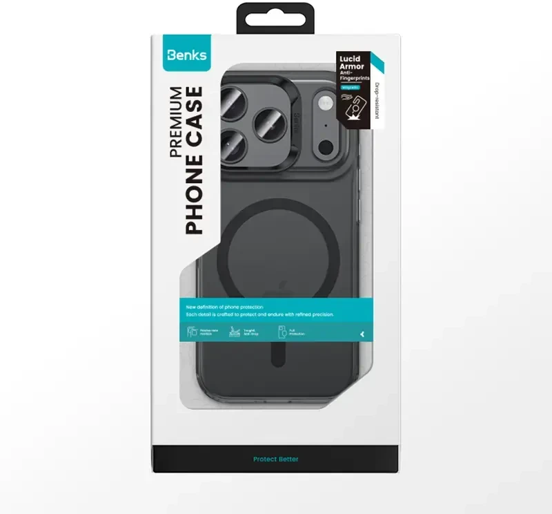 Benks Dėklas Magnetic Lucid Armor (0067) skirtas Apple iPhone 17 juodos spalvos (Camera Control Button)